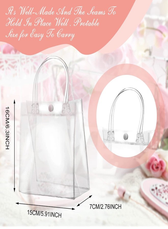 Saintrygo 50 Pcs Clear Gift Bags with Handles PVC Plastic Bags Bulk Gift Wrap Tote Transparent Reusable Goodie Bags for Wedding Baby Shower Shopping Birthday Party Favor(5.9 x 6.3 x 2.8 Inches) - Image 5