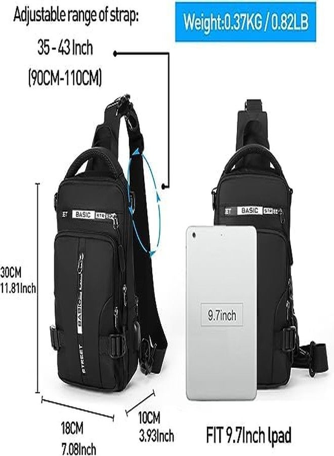 HELLYZ Men’s Crossbody Sling Backpack - Waterproof Sling Bag with USB Charging Port - Travel, Hiking, Gym, Picnic & Daily Use - Adjustable Reversible Strap - Lightweight & Durable - Image 3