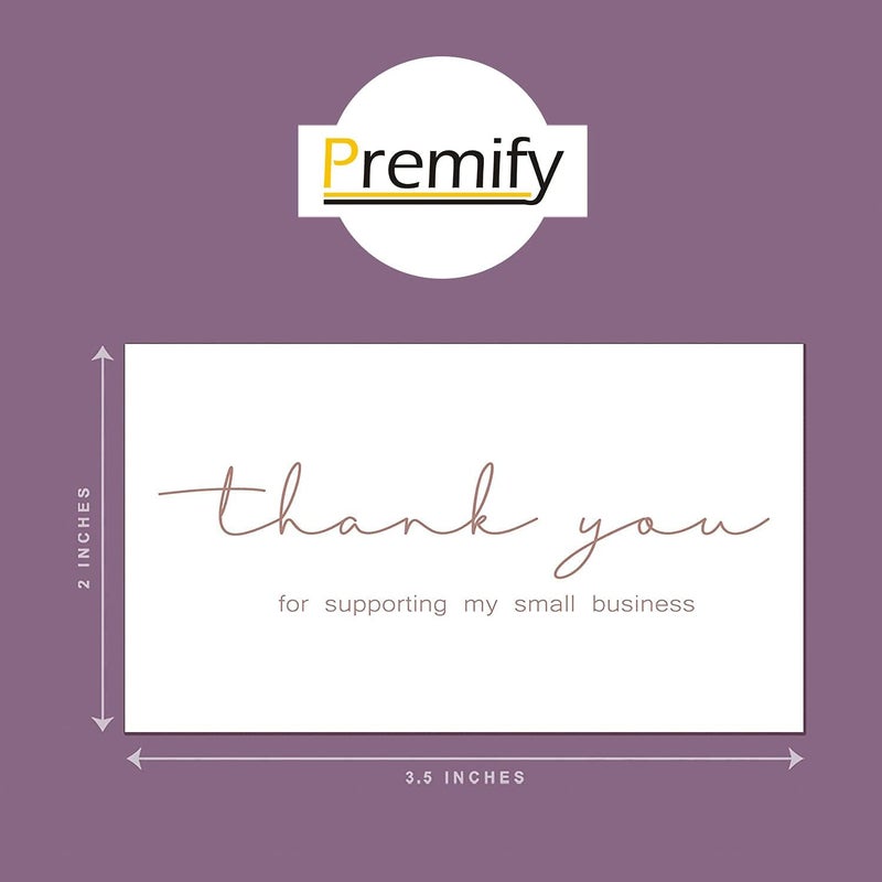 Premify 200 Thank You Cards, Thank You For Supporting My Small Business Cards, Elegant And Professional Design, 2" X 3.5" Recommended For Online Retailers, Small Business Owners & Local Stores - Image 3