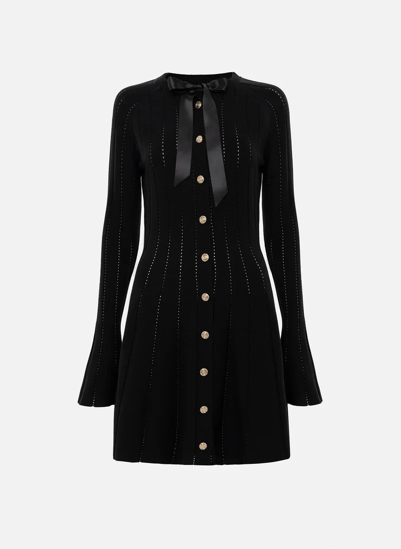 ليتشي فستان قصير من قماش الجيرسي المفتوح مع ياقة من الساتان