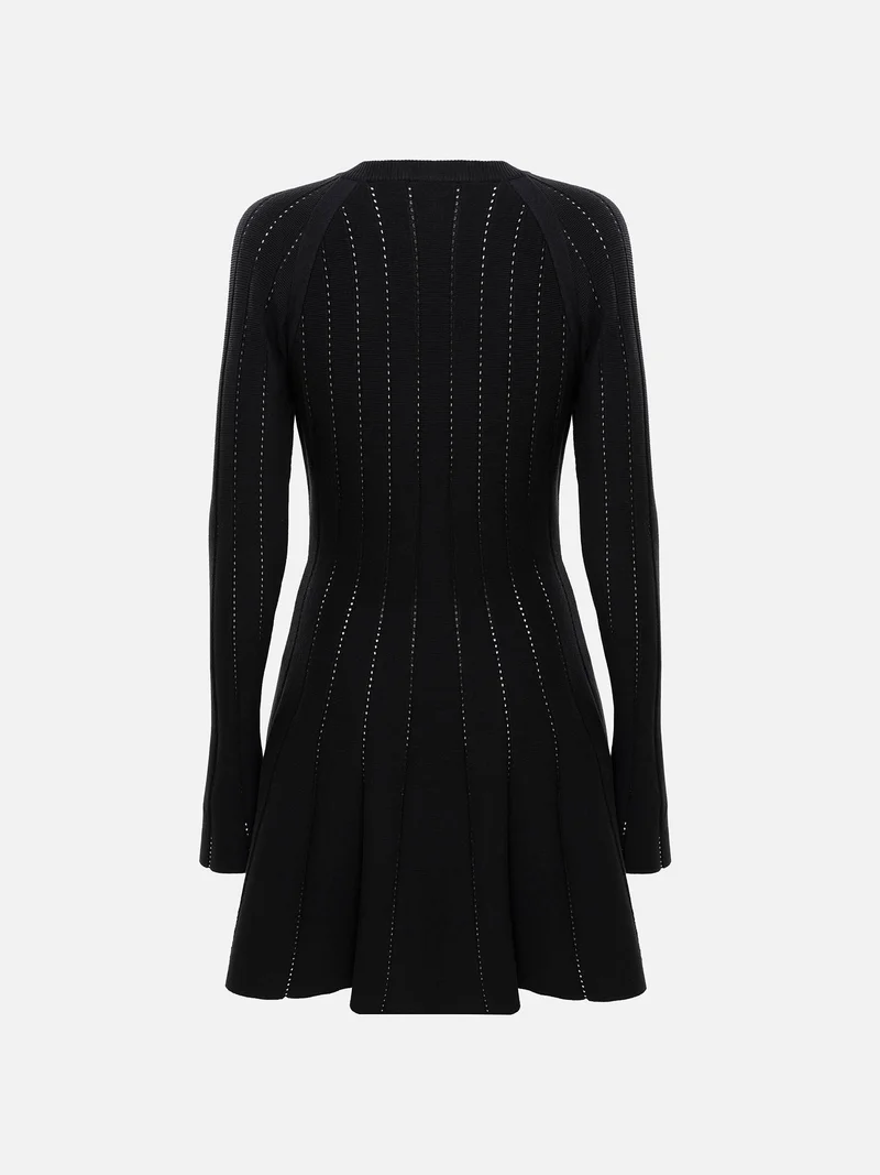 Lichi  Openwork jersey mini dress with a collar satin bow for Women | Best Price UAE