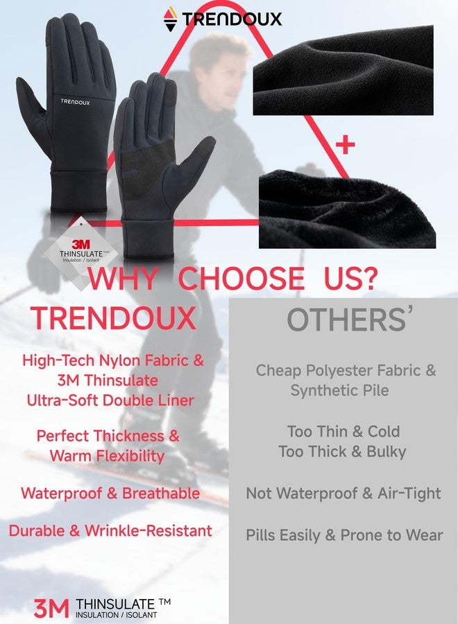 TRENDOUX Men’s Women’s Wind Water Proof Snowboarding Snowmobile Gloves Size Large, Thinsulate Lightweight Stretchy Athletic Finger Hands Warm Liner Gloves for Phone Texting Computer, Cozy Season Gift Unisex - Image 3