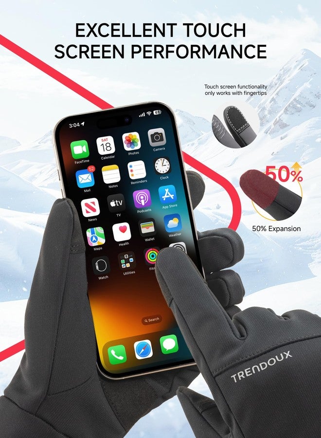 TRENDOUX Men’s Women’s Wind Water Proof Snowboarding Snowmobile Gloves Size Large, Thinsulate Lightweight Stretchy Athletic Finger Hands Warm Liner Gloves for Phone Texting Computer, Cozy Season Gift Unisex - Image 4