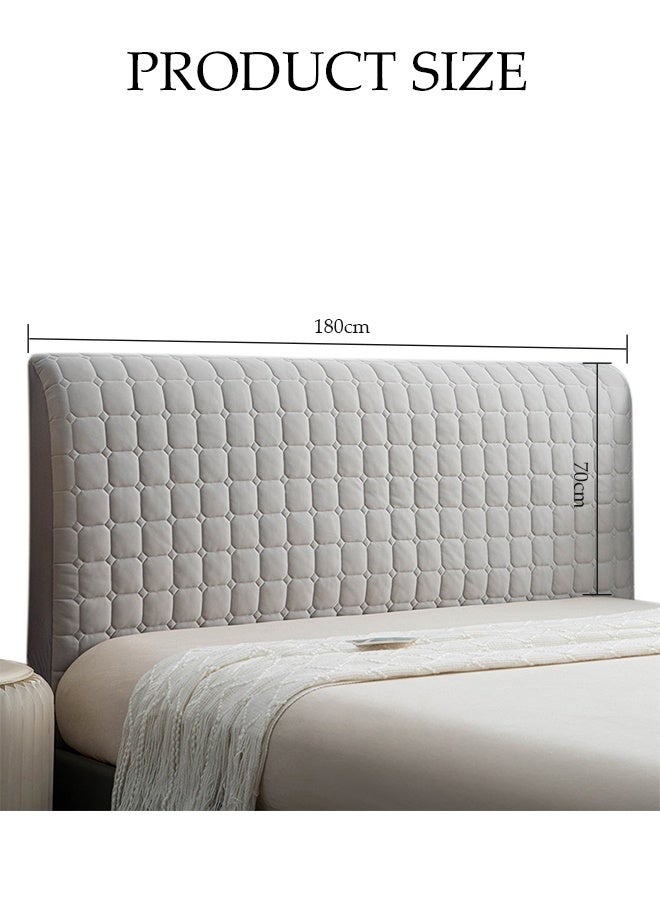 DUNISO غطاء رأس السرير، واقي تصادم تاتامي، غطاء ظهر سميك مضاد للغبار، غطاء ناعم مزخرف، مناسب لتزيين غرفة النوم، قابل للغسل (رمادي فاتح، 180 سم) - Image 2