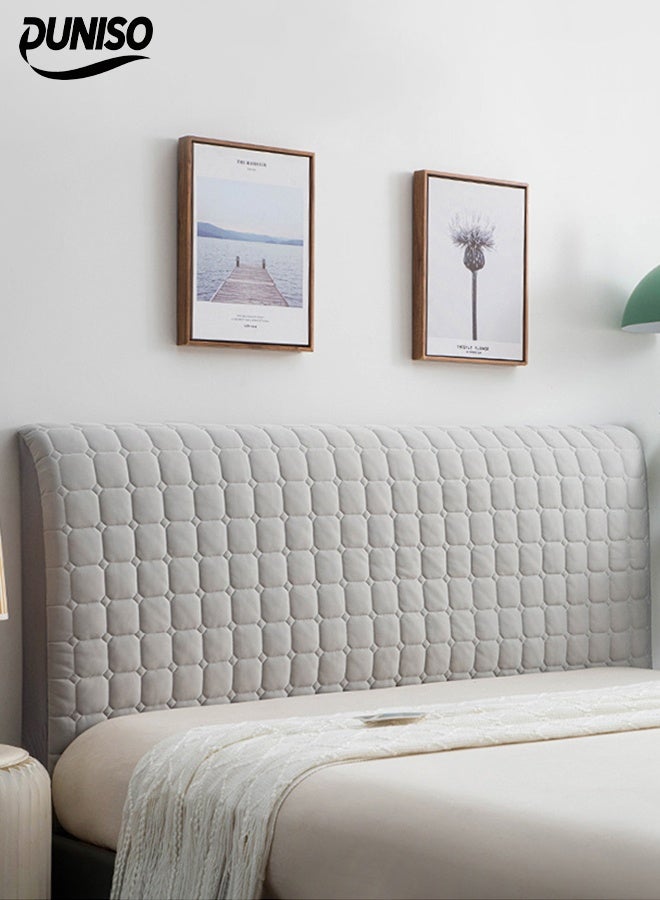 DUNISO غطاء رأس السرير، واقي تصادم تاتامي، غطاء ظهر سميك مضاد للغبار، غطاء ناعم مزخرف، مناسب لتزيين غرفة النوم، قابل للغسل (رمادي فاتح، 180 سم) - Image 1