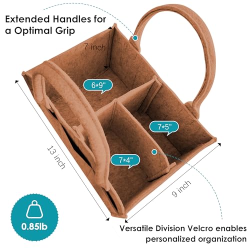 Cute Castle 2 Pack Diaper Caddy Organizer Portable Baby Caddy Organizer with Handle Nursery Storage Bin and Car Organizer for Girls Boys Baby Gift Basket Caramel - Image 3