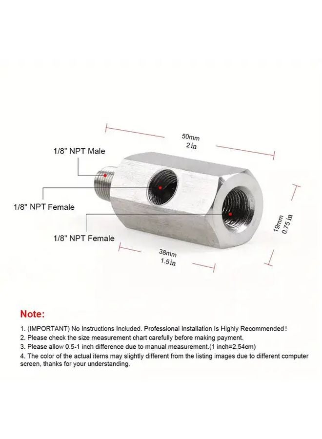 1 8 NPT Oil Pressure Sensor Tee Adapter Turbo Supply Line Gauge Stainless Steel - Image 3