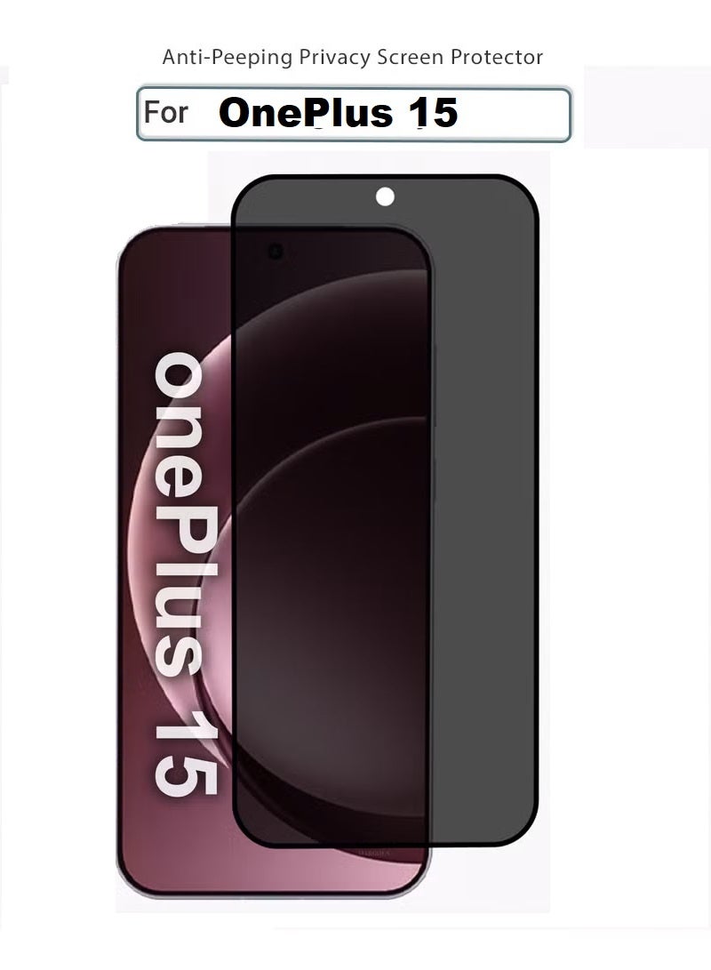 يويو تيك واقي شاشة زجاجي مقوى مضاد للتجسس وخاص بالخصوصية لهاتف OnePlus 15، خالٍ من الفقاعات، صلابة 9H، جودة عالية الوضوح، مقاوم للخدوش، مناسب لهاتف OnePlus 15 6.78 بوصة 2025. - Image 1