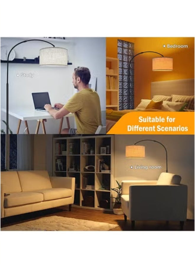 Floor Lamp With Led Bulb Metal 12W Warm Light 185x38cm