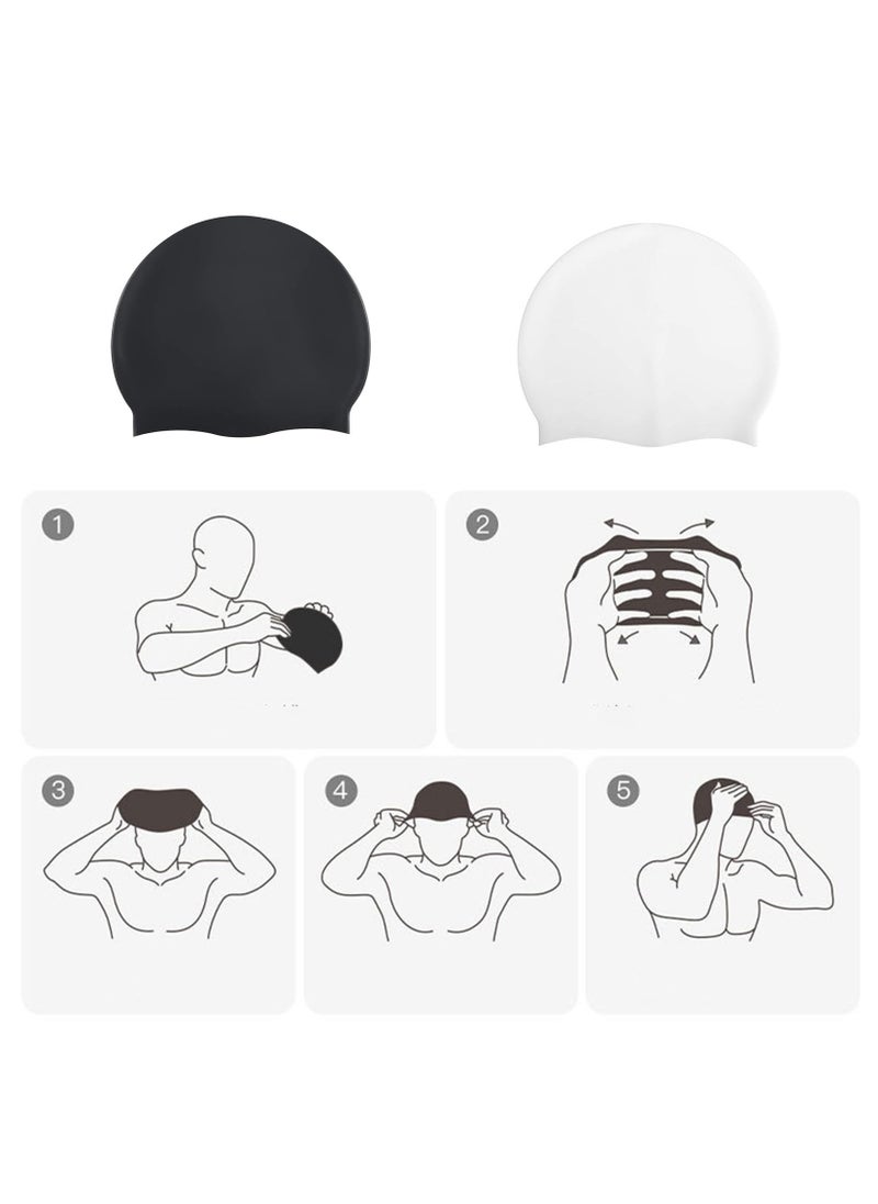 ZERIFAM Silicone Swim Cap,  2 Pcs Large Waterproof Silicone Swimming Cap for Men and Women, Pool Bathing Caps for Long and Short Hair,  Keep Hair Dry  - Image 5