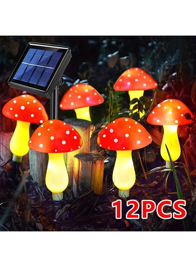 12 ضوء فطر شمسي أحمر 8 أوضاع ديكور حديقة خارجي - Image 1