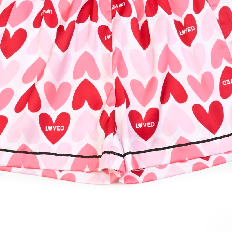 QPANCY Big Girls Boys Button Up Pajamas Set Summer Pjs Kids Valentine Day Love Heart Short Sleeve Sleepwear Size 12 13 - Image 5