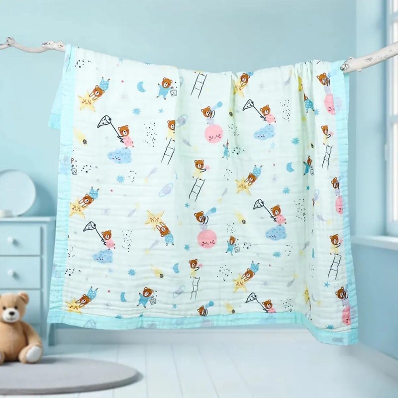 SMILE BABY 100% Organic Cotton 6-Layer Muslin Baby Blanket (100x110 cm) is Super Soft, Breathable, and Gentle on Baby's Skin. Perfect for Comfort, Warmth, and Everyday use. Includes 1 Blanket - Image 1