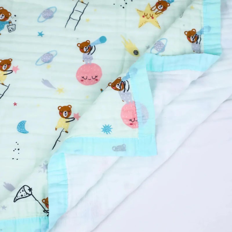 SMILE BABY 100% Organic Cotton 6-Layer Muslin Baby Blanket (100x110 cm) is Super Soft, Breathable, and Gentle on Baby's Skin. Perfect for Comfort, Warmth, and Everyday use. Includes 1 Blanket - Image 2