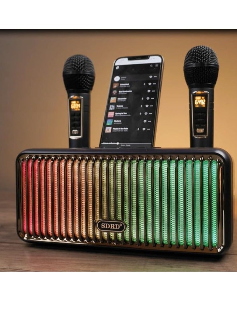 SDRD Karaoke Machine for Adults and Kids, Portable Bluetooth Speaker with 2 Microphones, UHF Wireless Karaoke PA Speaker System with Gradual Colorful LED Lights for Home Party, Blue - Image 5