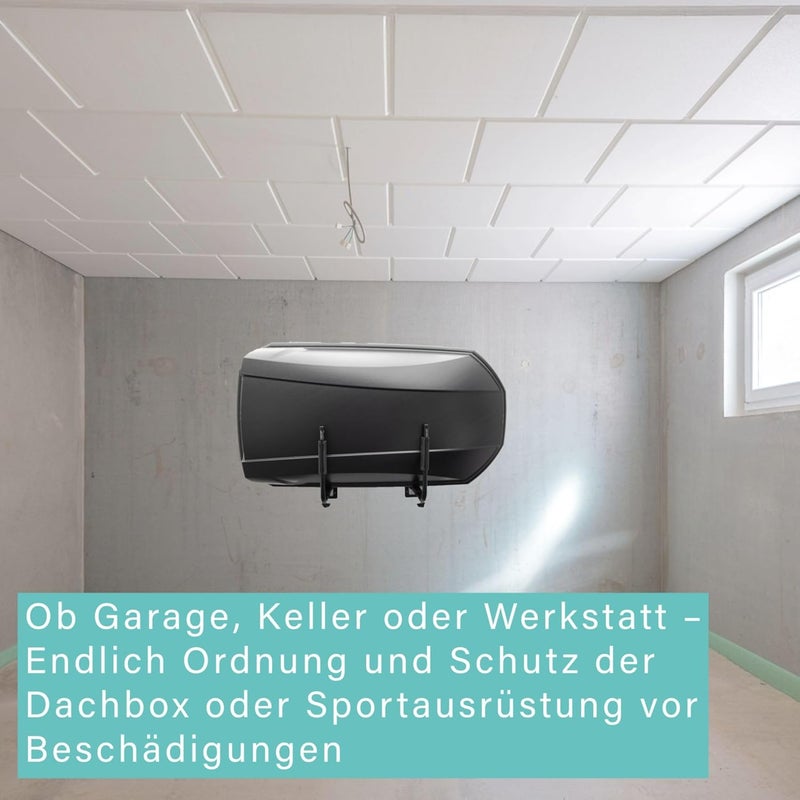 FISCHER Wall Mount Roof Box Holder Metal with Mounting Hardware Space Saving Storage for Garage and Basement Multi Use Max Load 40kg Black Low wear optimized build - Image 2