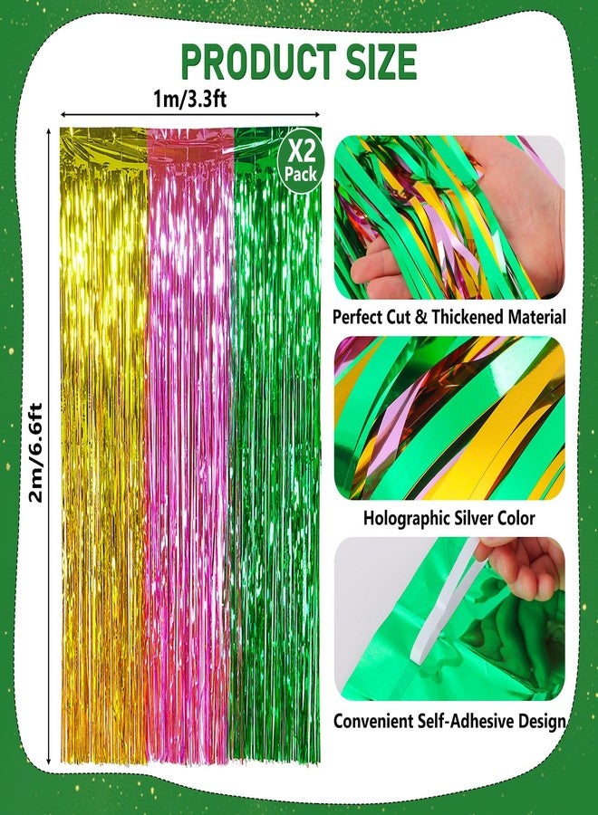RANERVZ 54Pcs Luau Party Decorations Hawaiian Birthday Party Decorations Aloha Backdrop Gold Pink Green Foil Fringe Curtains Balloons for Summer Hawaiian Tropical Party Decorations - Image 3