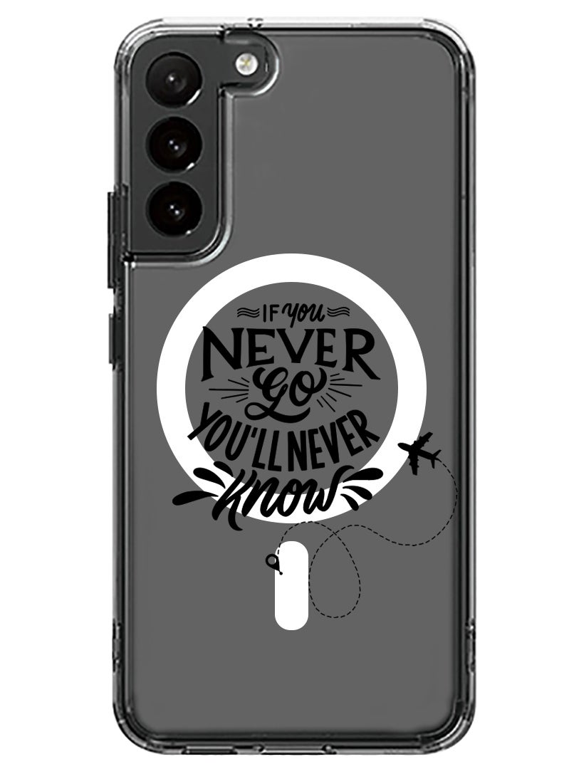 Theodor Magnetic Case for Samsung Galaxy S23 Plus 6.6-inch Compatible with MagSafe Wireless Charging, Shockproof Phone Bumper Cover If you never go you will never Know - Image 1