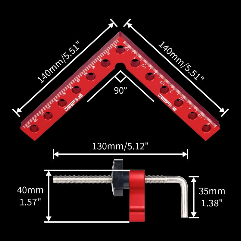 DEEFIINE 90 Degree Positioning Squares Right Angle Clamps 5.5" x 5.5",Aluminum Alloy Woodworking Carpenter L-Type Corner Clamping Tool for Picture Frames, Boxes, Cabinets or Drawers (4) - Image 3