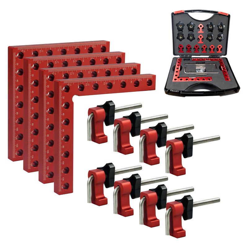 DEEFIINE 90 Degree Positioning Squares Right Angle Clamps 5.5" x 5.5",Aluminum Alloy Woodworking Carpenter L-Type Corner Clamping Tool for Picture Frames, Boxes, Cabinets or Drawers (4) - Image 1