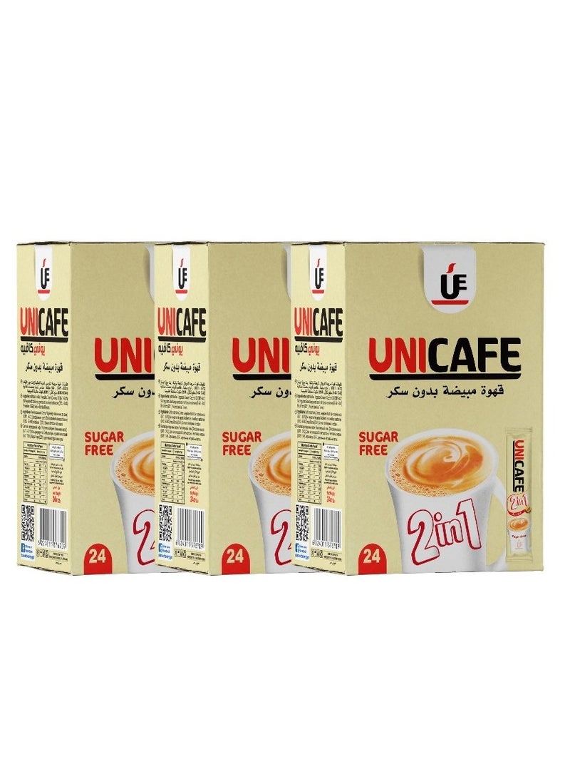 UniCafé Mix 2 in 1 Instant Coffee Without Sugar - 24 Sachets 12g - Savings Offer 3 Boxes 