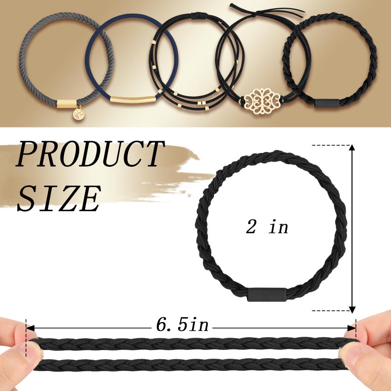 KANPRINCESS Hair Tie Bracelet, 5 Pcs Boho Hair Ties For Girls and Women, Elastic Hair Ties, Hair Bands For Ponytails, Ponytail Holder For Daily Life, Sport, Cooking, Working (Set 15) - Image 2