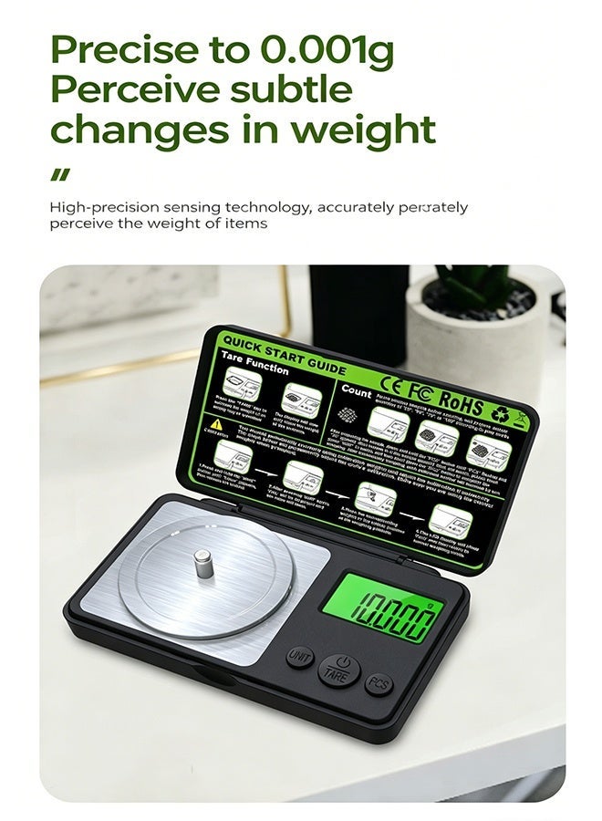 Digital Scale 50g/0.001g,6 Units Conversion-g/oz/ozt/dwt/ct/gn, Mini Scale,Pocket Scale,LCD Display,with 2 Batteries-20g Weights-Tweezers Weighing Tray,Suitable for Jewellery-Goldsmithing-Food-Powder and Spices,Measuring Tools Multifunction,Premium Digital Electronic Scale - Image 5