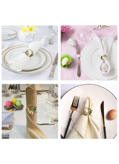 Y&D 6 PCS Pearl Flower Napkin Rings Wedding, Golden Serviette Buckle Holder for Family Gathering, Dinner Party Table Decoration (Golden)  - Image 5
