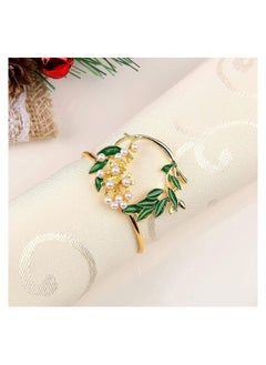 Y&D 6 PCS Pearl Flower Napkin Rings Wedding, Golden Serviette Buckle Holder for Family Gathering, Dinner Party Table Decoration (Golden)  - Image 3