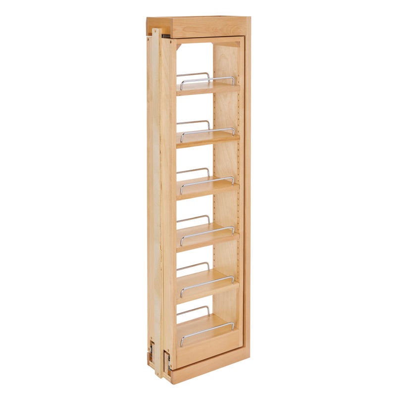 RevAShelf 6 W x 42 H Pull Out Quad Shelf Organizer for Wall  Base Kitchen Cabinets Full Extension Filler Spice Rack Adjustable Wood 432WF426C
