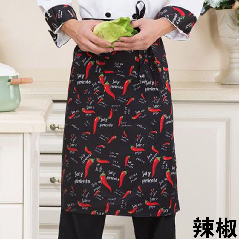 Chef Apron Mens Half-length Hotel Restaurant Restaurant Kitchen Kitchen Special White Waterproof Oil-proof Neck Neck Womens Neck Pepper Half Cotton Thick 