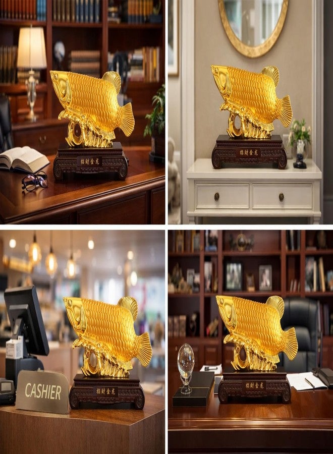 بيتر ديكور تمثال سمكة أروانا الذهبية من Betterdecor، رمز الثروة الذهبية وفقًا لفنغ شوي، قطعة ديكور مثالية للمنزل والمكتب، وأفضل هدية - 11 بوصة - Image 3