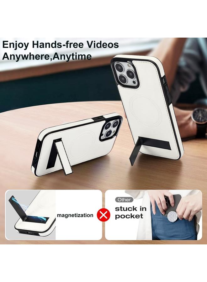 Zaboon Case For iPhone 13 Pro Max Retro Leather Invisible Stand MagSafe Phone Case - Image 3