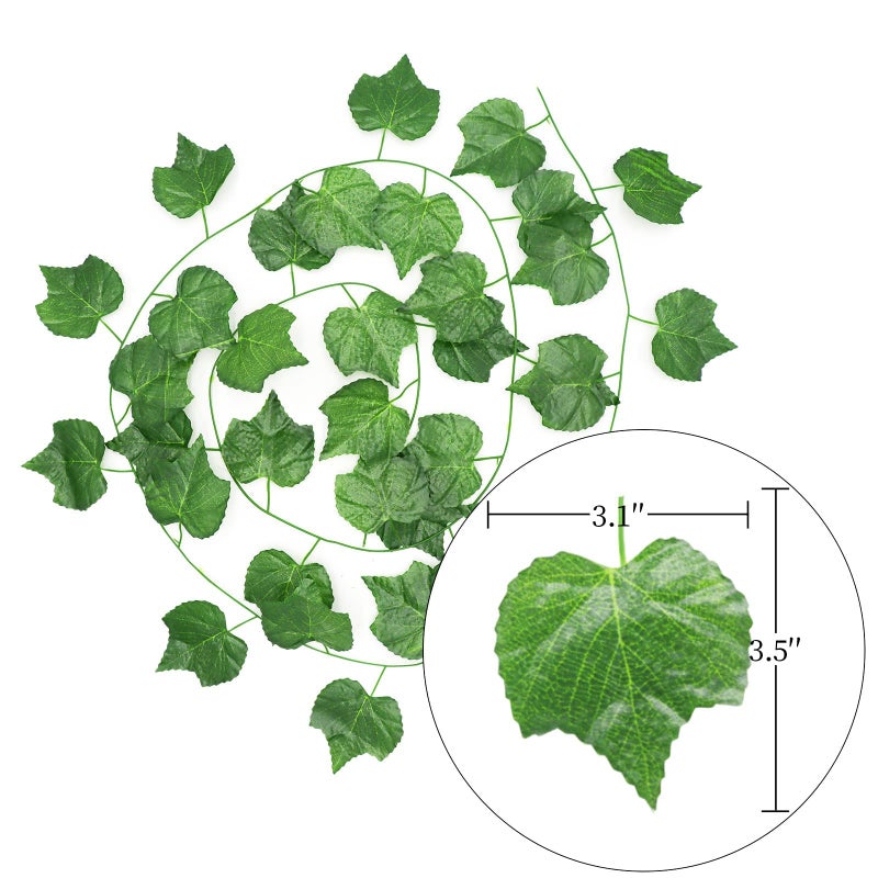 HECATY 12 Strands 90 ft Artificial Fake Grape Vines with 3 Strings Grapes  Hanging Plant Large Leaves Garland for Wedding Party Store Home Decor Indoor Outdoors - Image 3
