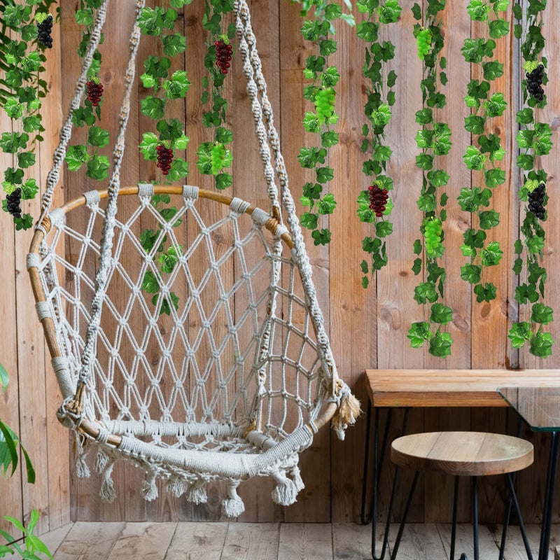 HECATY 12 Strands 90 ft Artificial Fake Grape Vines with 3 Strings Grapes  Hanging Plant Large Leaves Garland for Wedding Party Store Home Decor Indoor Outdoors - Image 5