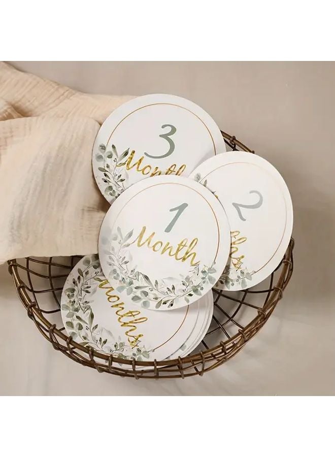 Dark Green Leaves Milestone Card Birthday Month Photo Memorial Props Party Decoration Christmas Gift - Image 2