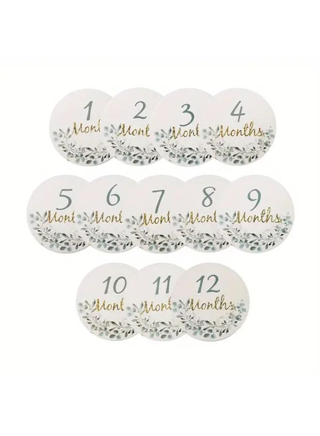 Dark Green Leaves Milestone Card Birthday Month Photo Memorial Props Party Decoration Christmas Gift - Image 1
