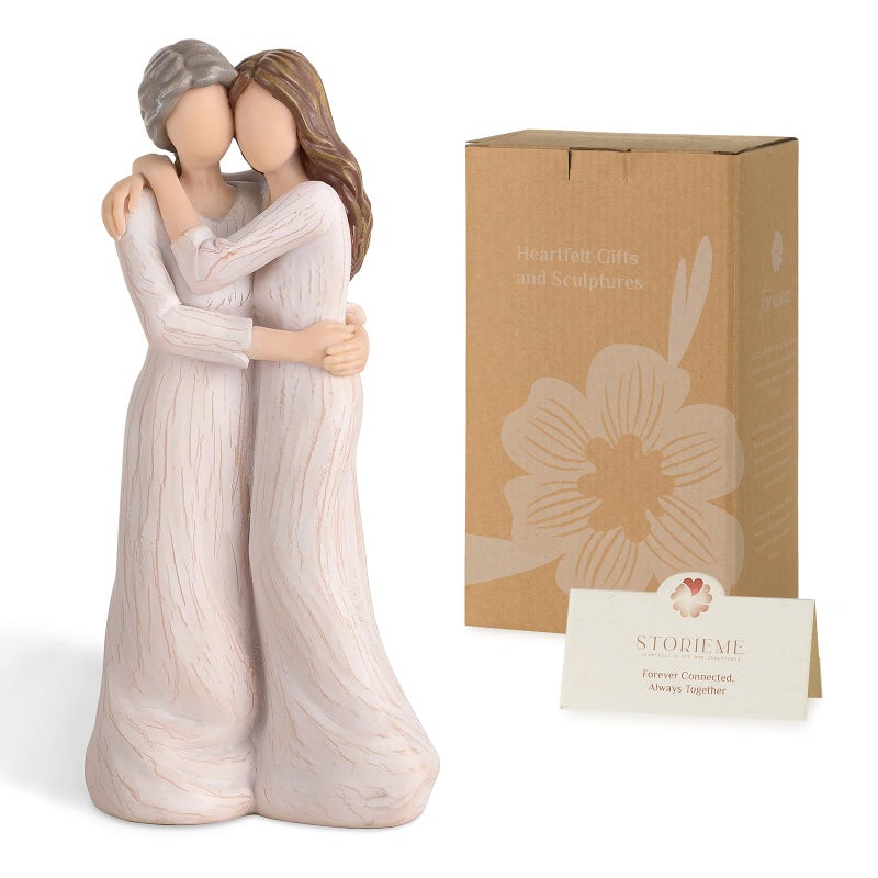 Storieme Sentimental Gifts for Mom from Daughter: Mother Daughter Hugging Resin Figurines Sculpture - Mom's Gift for Birthday Mother's Day Christmas Home Decor - Image 1