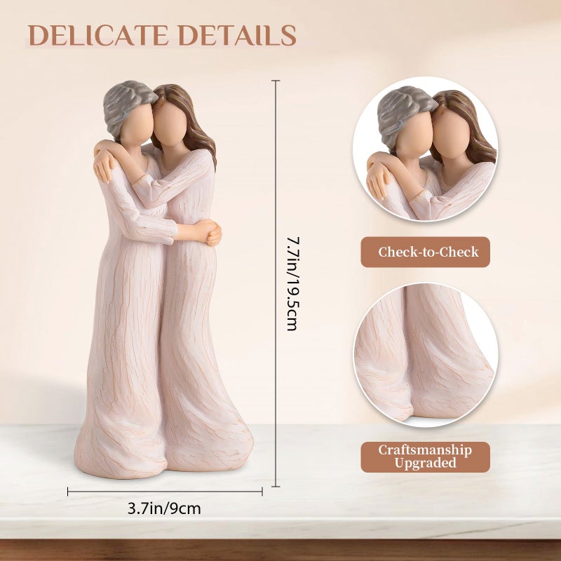 Storieme Sentimental Gifts for Mom from Daughter: Mother Daughter Hugging Resin Figurines Sculpture - Mom's Gift for Birthday Mother's Day Christmas Home Decor - Image 3