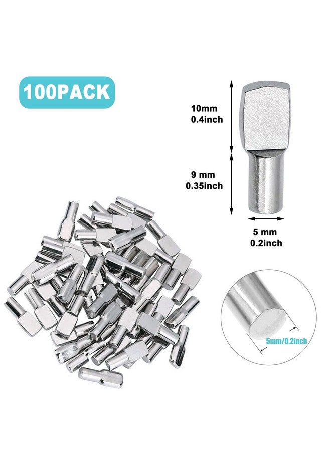 Cerpourt 100 Pcs Shelf Pins Pegs,5mm Spoon Shape Nickel Plated Shelf Support Pegs,Bookshelf Pegs for Shelves,Cabinet Shelf Bracket Pegs Shelf Pins Holders for Kitchen Furniture & Closet - Image 2