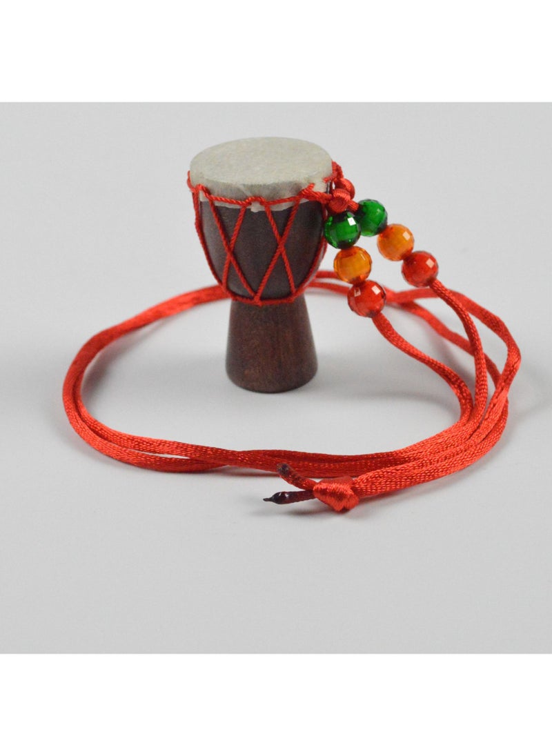 Generic Lijiang African Drum Necklace Mini African Crafts African Hand Drum Jewelry Special Key Pendant Dark red rope 