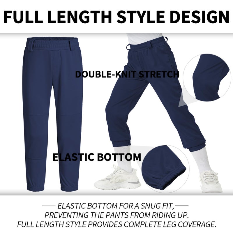 QBK Youth Toddler Baseball Pants Softball Pants Kids Tee Ball Pants for Boy Girl 2T-17YearsNavy 14-15 Years - Image 2