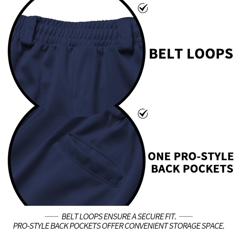QBK Youth Toddler Baseball Pants Softball Pants Kids Tee Ball Pants for Boy Girl 2T-17YearsNavy 14-15 Years - Image 3