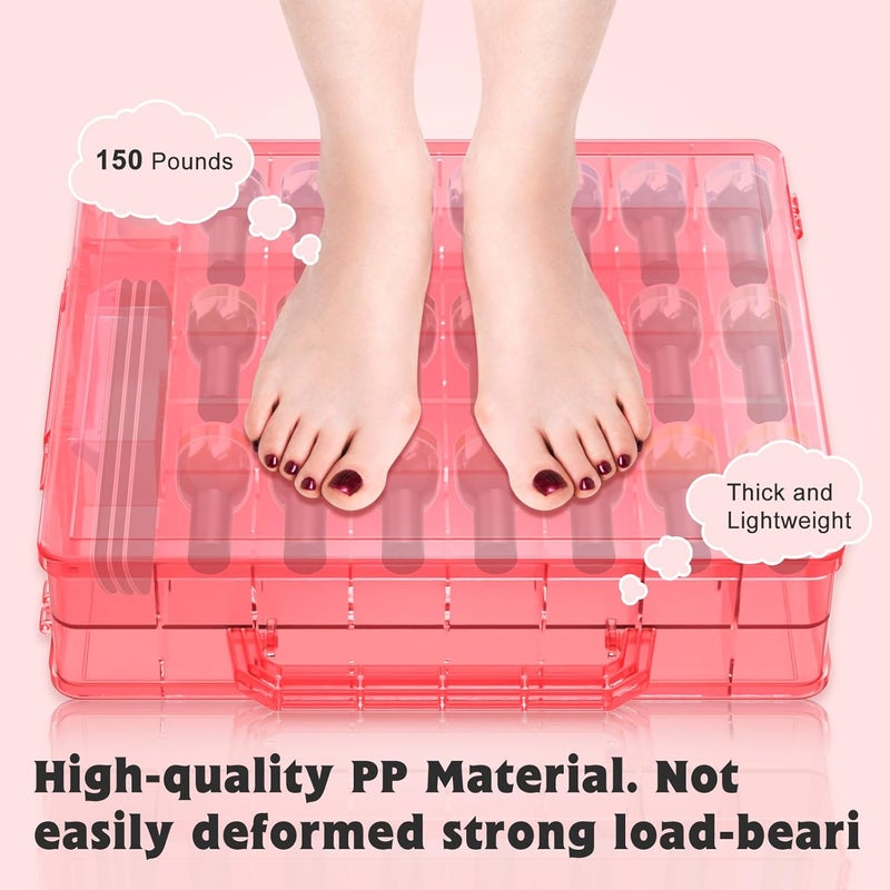 Subay 2 Pcs Portable Nail Polish Organizer, Clear Double Side Nail Polish Holder,Gel Nail Storage for 48 Bottles with 6 Adjustable Dividers in Each Side Space Saver - Image 5