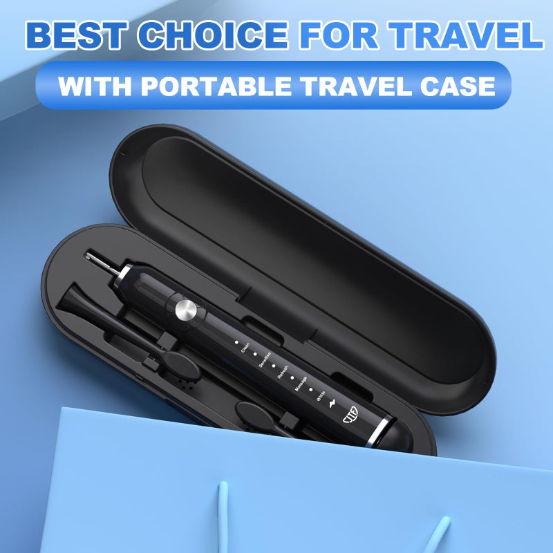 JTF Sonic Electric Toothbrush for Adults - Teeth Whitening Toothbrush with 6 Brush Heads and a Travel Case, Fast Charging for 60 Days Use Waterproof Toothbrushes, Black - Image 5