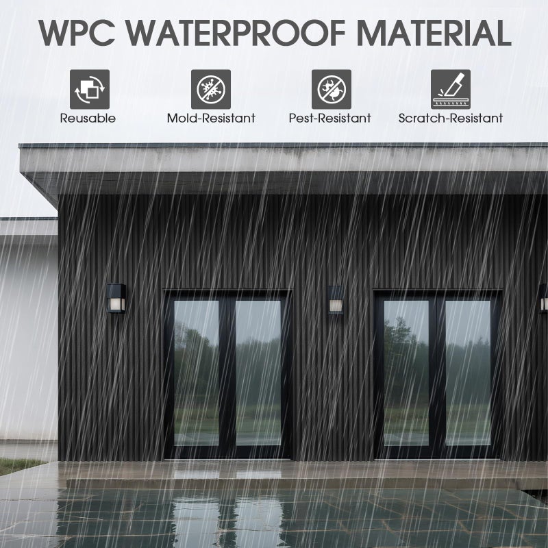 LARWORKS WPC Slat Wall Panels 8 Pack 96" x 6", Waterproof Fluted Wall Paneling, Accent 3D Wall Panel for Wall Decor, Bathroom, Bedroom, Office - Low Grille Black (Cover Approx.32 sq.ft) - Image 3