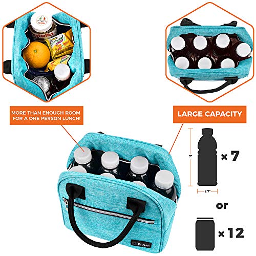 opux Insulated Lunch Box for Women Reusable Lunch Bag Tote for Work Girls School Soft Cooler Cute Lunchbox Thermal Meal Prep Organizer Teal Blue - Image 3