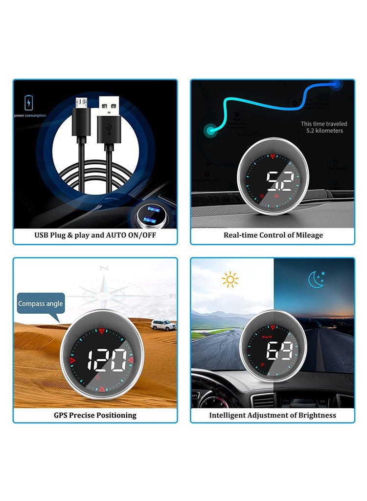 MR.SMART Mr Smart G5 Digital Car HUD Display, 6 Interface Modes, GPS Speedometer with Compass and Mileage Tracking, USB Powered, Auto Brightness - Image 3