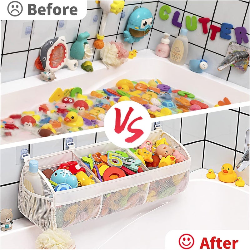 Austion Original 3 Compartment Horizontal Large Openings Bath Toy Organizer for Tub, Capacity Upgrade Bath Toy Storage and Holder, Bathtub Toy Holder for Easy Access and Sorting of Toys. - Image 5