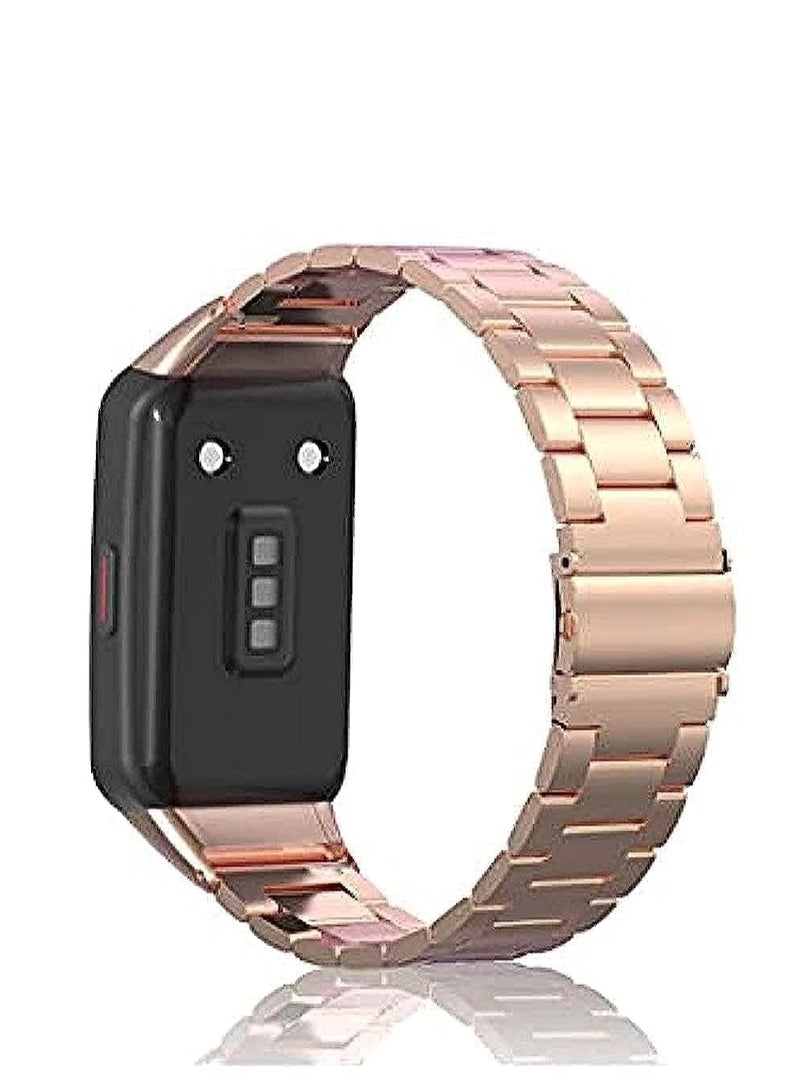 Stainless Steel Strap for Honor Band 6/Huawei Band 6 Smartwatch (Rose Gold)